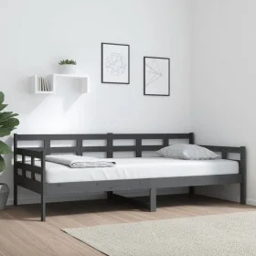 Solid gray pine wood sofa bed 90x200 cm by vidaXL, Beds and slatted bases - Ref: Foro24-820359, Price: 125,94 €, Discount: %
