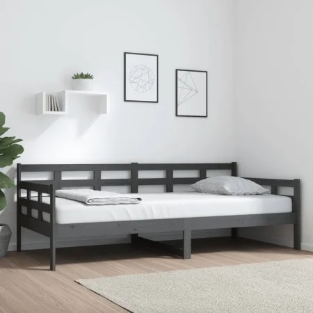Schlafsofa aus massivem, grauem Kiefernholz, 90 x 200 cm von vidaXL, Betten und Lattenroste - Ref: Foro24-820359, Preis: 125,...