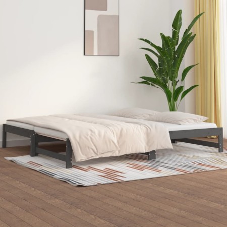 Removable sofa bed solid gray pine wood 2x(90x200) cm by vidaXL, Beds and slatted bases - Ref: Foro24-820429, Price: 159,54 €...