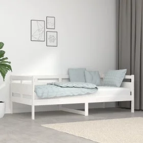 Sofá cama madera maciza de pino blanco 90x190 cm de vidaXL, Camas y somieres - Ref: Foro24-820308, Precio: 112,60 €, Descuent...