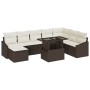 Conjunto de sofá de jardín con cojín 9 pcs Marrón y crema