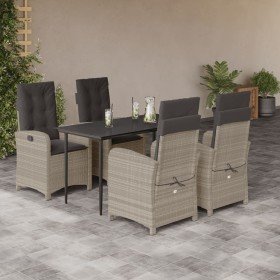 Set comedor de jardín 5 pzas cojines ratán sintético gris claro Set comedor de jardín 5 pzas cojines ratán sintético gris claro