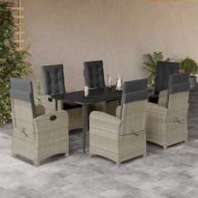 Set comedor jardín 7 pzas y cojines ratán sintético gris claro en Conjuntos de jardín | Comprar online en Foro24