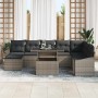Conjunto de sofá de jardín con cojín 9 pcs Gris