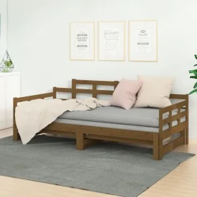 Removable sofa bed solid pine wood honey brown 2x(90x200)cm by vidaXL, Beds and slatted bases - Ref: Foro24-820345, Price: 19...