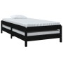 Black solid pine wood stackable bed 75x190 cm by vidaXL, Beds and slatted bases - Ref: Foro24-820411, Price: 97,84 €, Discoun...