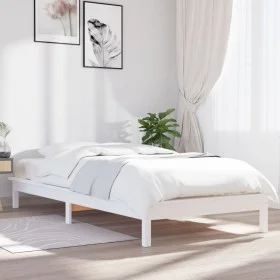 Solid white pine wood bed frame 90x200 cm by vidaXL, Beds and slatted bases - Ref: Foro24-820527, Price: 68,18 €, Discount: %