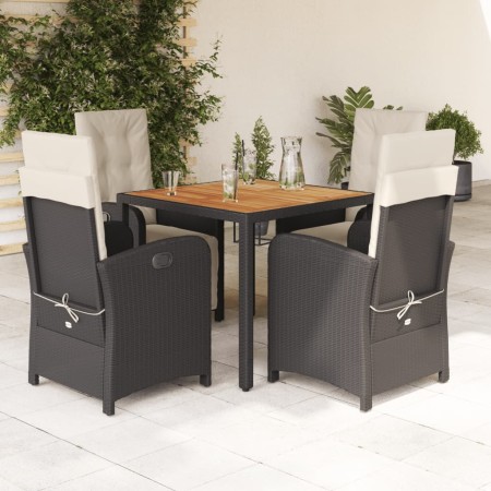 Set de muebles jardín 5 pzas con cojines ratán sintético negro