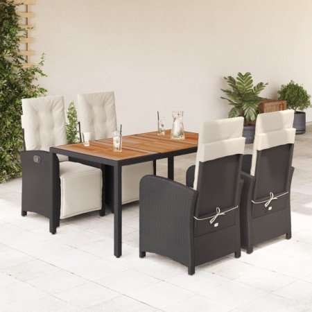 Set de muebles jardín 5 pzas con cojines ratán sintético negro