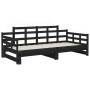 Sofá cama extraíble madera maciza de pino negro 2x(90x200) cm de vidaXL, Camas y somieres - Ref: Foro24-820346, Precio: 197,3...