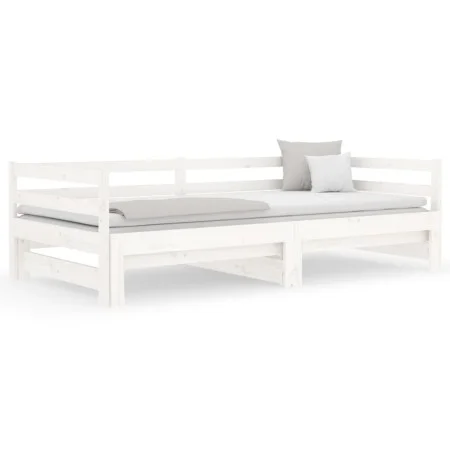 Sofá cama extraíble madera maciza de pino blanco 2x(80x200) cm de vidaXL, Camas y somieres - Ref: Foro24-814695, Precio: 127,...
