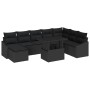 Conjunto de sofá de jardín con cojín 9 pcs Negro
