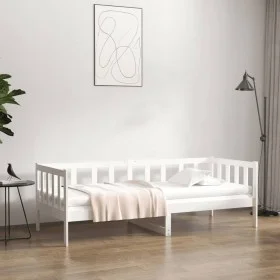 Solid white pine wood sofa bed 90x190 cm by vidaXL, Beds and slatted bases - Ref: Foro24-814645, Price: 116,14 €, Discount: %