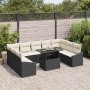 Conjunto de sofá de jardín con cojín 10 pcs Negro y crema