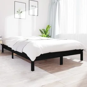 Solid black pine wood bed frame 150x200 cm by vidaXL, Beds and slatted bases - Ref: Foro24-820550, Price: 124,99 €, Discount: %