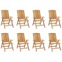 Reclining garden chairs and cushions 8 pcs solid teak wood by vidaXL, Garden chairs - Ref: Foro24-3196531, Price: 1,00 €, Dis...