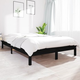 Estructura de cama madera maciza de pino negra 120x200 cm