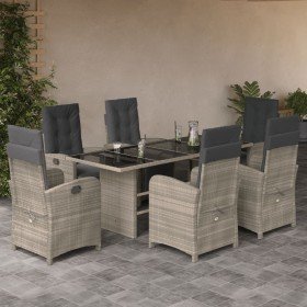 Set comedor jardín 7 pzas y cojines ratán sintético gris claro en Conjuntos de jardín | Comprar online en Foro24