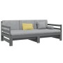 Sofá cama extraíble madera maciza de pino gris 2x(90x190) cm
