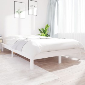 Massives Bettgestell aus weißem Kiefernholz, 200 x 200 cm von vidaXL, Betten und Lattenroste - Ref: Foro24-820562, Preis: 105...