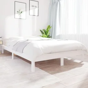 Solid white pine wood bed frame 200x200 cm by vidaXL, Beds and slatted bases - Ref: Foro24-820562, Price: 103,75 €, Discount: %