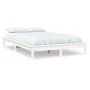 Estructura de cama de madera maciza de pino blanco 200x200 cm de vidaXL, Camas y somieres - Ref: Foro24-820562, Precio: 103,7...
