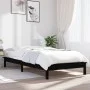 Estructura de cama madera maciza de pino negra 90x200 cm de vidaXL, Camas y somieres - Ref: Foro24-820530, Precio: 68,30 €, D...