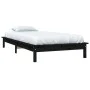 Estructura de cama madera maciza de pino negra 90x200 cm de vidaXL, Camas y somieres - Ref: Foro24-820530, Precio: 68,30 €, D...