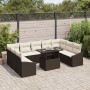 Conjunto de sofá de jardín con cojín 10 pcs Marrón y crema
