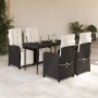 Set de muebles jardín 5 pzas con cojines ratán sintético negro