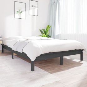 Massives Bettgestell aus grauem Kiefernholz, 120 x 190 cm von vidaXL, Betten und Lattenroste - Ref: Foro24-820578, Preis: 113...
