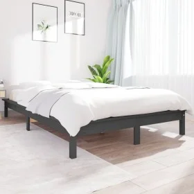 Solid gray pine wood bed frame 120x190 cm by vidaXL, Beds and slatted bases - Ref: Foro24-820578, Price: 112,32 €, Discount: %