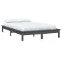 Solid gray pine wood bed frame 120x190 cm by vidaXL, Beds and slatted bases - Ref: Foro24-820578, Price: 112,32 €, Discount: %