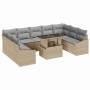 Conjunto de sofá de jardín con cojín 10 pcs beige y gris claro