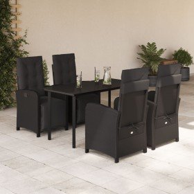 Set de muebles jardín 5 pzas con cojines ratán sintético negro Set de muebles jardín 5 pzas con cojines ratán sintético negro