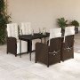 Set comedor de jardín 5 piezas y cojines ratán sintético marrón en Conjuntos de jardín | Comprar online en Foro24