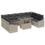 Conjunto de sofá de jardín 10 pcs Gris claro 100 x 55 x 73 cm