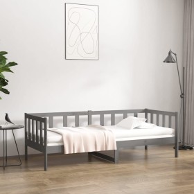 Sofá cama madera maciza de pino gris 80x200 cm