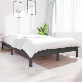 Estructura de cama madera maciza de pino gris 150x200 cm
