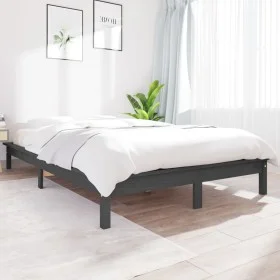 Solid gray pine wood bed frame 150x200 cm by vidaXL, Beds and slatted bases - Ref: Foro24-820548, Price: 156,99 €, Discount: %