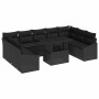 Conjunto de sofá de jardín 10 pcs Negro 100 x 55 x 73 cm