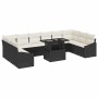 Conjunto de sofá de jardín con cojín 11 pcs Negro y crema