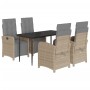 Set comedor de jardín 5 pzas con cojines ratán sintético beige