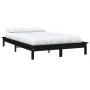 Solid black pine wood bed frame 140x200 cm by vidaXL, Beds and slatted bases - Ref: Foro24-820545, Price: 99,80 €, Discount: %