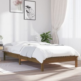 Estructura de cama individual madera pino marrón m