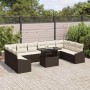 Conjunto de sofá de jardín con cojín 11 pcs Marrón y crema