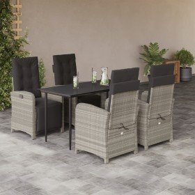 Set comedor de jardín 5 pzas cojines ratán sintético gris claro Set comedor de jardín 5 pzas cojines ratán sintético gris claro