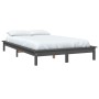 Solid gray pine wood bed frame 200x200 cm by vidaXL, Beds and slatted bases - Ref: Foro24-820563, Price: 141,38 €, Discount: %