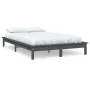 Solid gray pine wood bed frame 140x200 cm by vidaXL, Beds and slatted bases - Ref: Foro24-820543, Price: 104,93 €, Discount: %