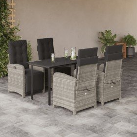 Set comedor de jardín 5 pzas cojines ratán sintético gris claro